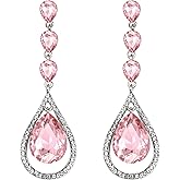 EVER FAITH Austrian Crystal Bridal Hollow-out Teardrop Pierced Dangle Earrings