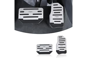 Gseigvee 2 PCS Car Brake Pedal, Non-Slip Accelerator Pedal Kit, Aluminum Alloy Pedal Replacement, Vehicle Interior Decoration, Foot Pedal Protection Parts, Universal for Most Cars, Trucks (Silver)