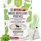 Mighty Mint Mouse Repellent Pouches – Peppermint, Castor Oil & Cinnamon Formula – Natural Indoor Deterrent for Mice and Rodents – Plant-Based, Long-Lasting Protection – 12 Count