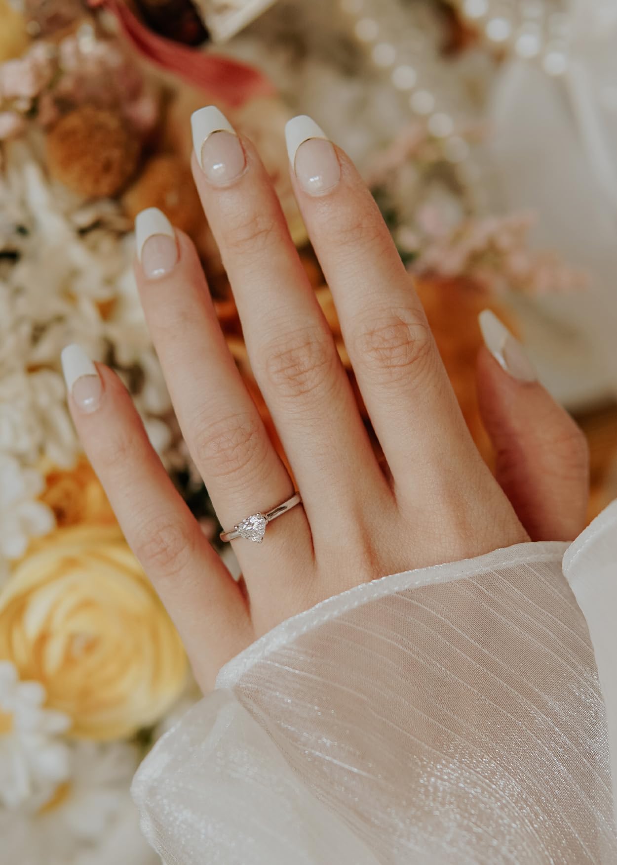 ohora Semi Cured Gel Nail Strips (N Sylph) - White, French, Works with Any UV/LED Lamps, Salon-Quality, Long Lasting, Easy to Apply & Remove - Includes 2 Prep Pads, Nail File & Wooden Stick - Image 2