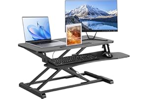 PrimeCables 31.5-inch Standing Desk Converter, Height Adjustable Standing Station Desk Riser with Removable Keyboard Tray, Mo