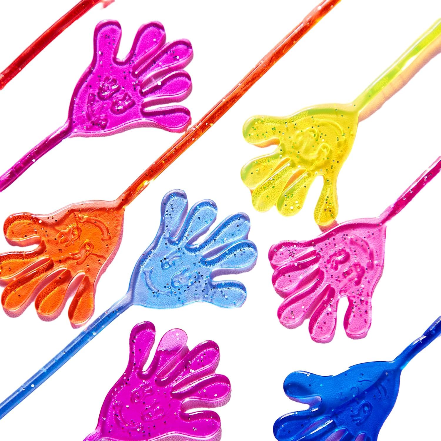 JOYIN 48Pcs Glitter Sticky Hands Party Favors, Party Table Favors Set for Kids, Holiday Traditions, Classroom Treasure Box Carnival Prizes Bulk Pinata Stuff Mini Toys