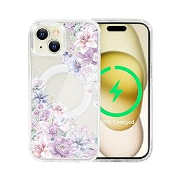 Tcaraersing for iPhone 15 Clear Flower Magnetic