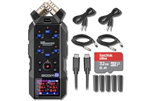 STREAMEYE Zoom H6essential 6-Track 32-Bit Float Portable Audio Recorder with 32GB microSD Card, USB-C Cable, 10' XLR Cables, 25' Instrument Cables and AA Batteries