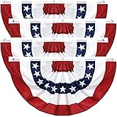 4 Pack USA Pleated Fan Flag, 2 X 4 FT American Flag Bunting with Brass Grommets and Zip Ties, Memorial Day Independence Day Patriotic Half Fan Banner Flag Decoration 4th of July Decorations Outdoor