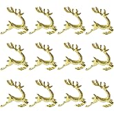 Christmas Gold Deer Napkin Rings Set of 12 for Christmas, Thanksgiving, Holidays, Dinner, Party Table Decorations