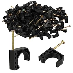 100 Pack 3/4" Half Clamps J-Hook with Nails Set, J
