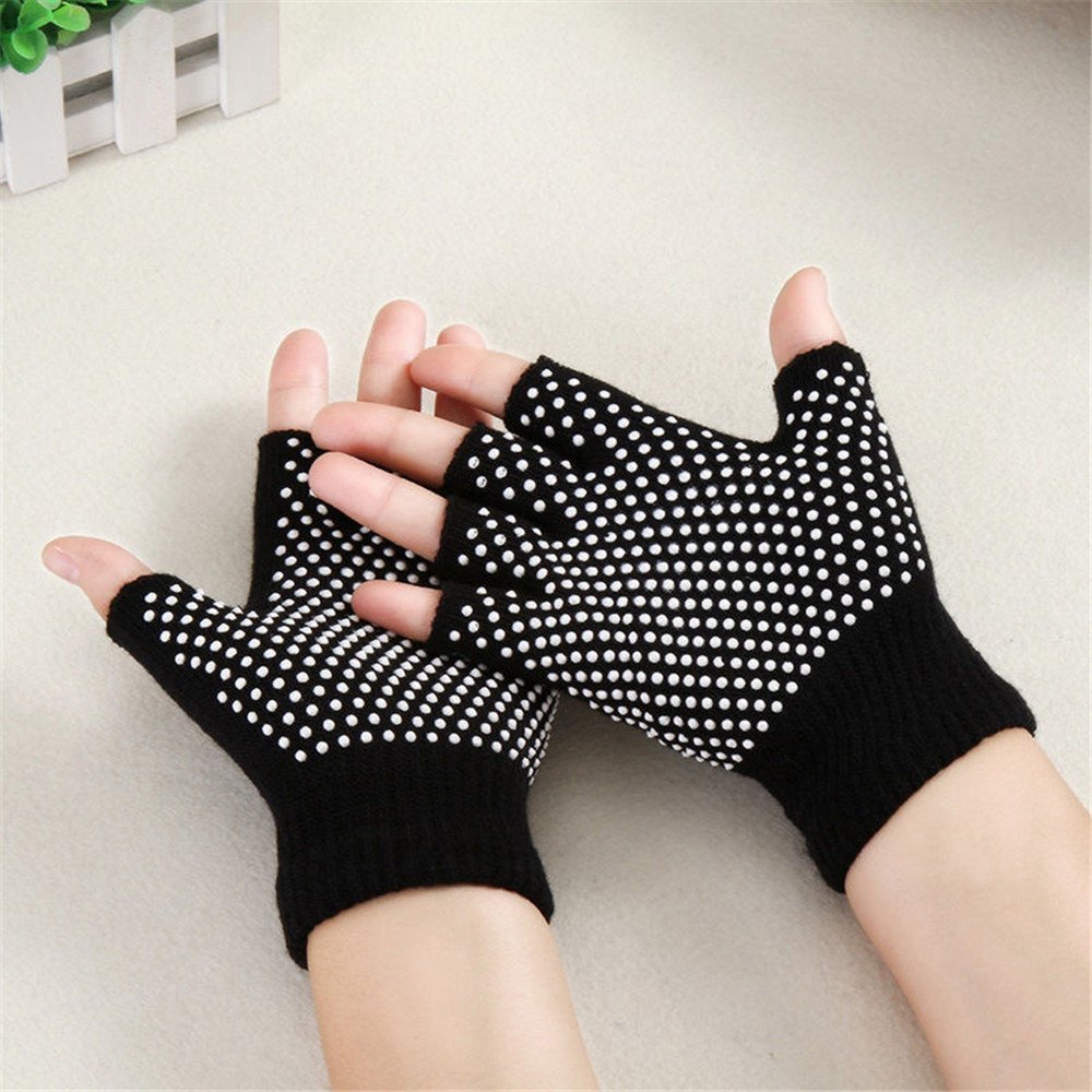 Aquiver Soft Yoga Gloves NonSlip Fingerless For Gym Body Building