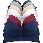 6 Pieces No Wire Full Cup Plain/Lace Light Padded Wire Free Bra A/B/C/D/DD