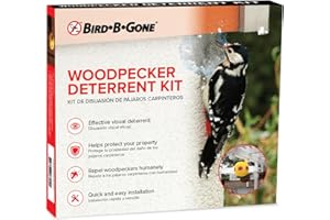 Bird B Gone Woodpecker Deterrent Kit - Scare Eye Balloon, 50ft Reflective Flash Tape & Mounting Brackets - Effective Woodpecker Deterrent for House - Homes, Gardens, Patios & Outdoor Structures