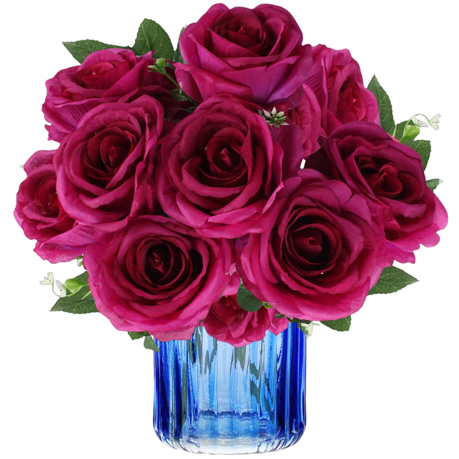 astylishome Outdoor Artificial Flowers Pink Fake Rose Flower 10 Pcs Roses with Stems for Home Wedding Hotel Office Centerpiece DIY Floral Arrangements Decor 1212