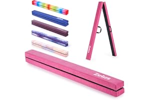 ZELUS 8' Folding Gymnastics Balance Beam, Floor Balance Beam w/Carry Handles Anti-Slip Base for Kids, Beginners & Professional Gymnasts