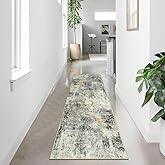 Lahome Modern Abstract Runner Rug - 2x8 Grey Hallway Long Bathroom Rugs with Rubber Backing, Kitchen Carpet Non Skid Indoor Floor Runners for Entryway Laundry Living Bedroom 2' x 8'