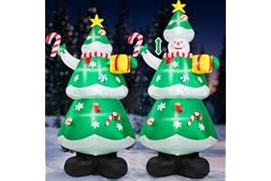 Calmbee 14 Ft Christmas Inflatable Decoration, Move up and Down Snowman Holding Gift Built-in LED Lights on Tree, Outdoor Blow Up Yard Fun Decor, for 2025 Outdoor Xmas Garden Decor