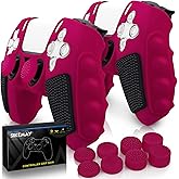 SIKEMAY Anti-Slip PS5 Controller Skin, Soft Thicken Non-Slip Studded Silicone Gel Grip Protective Cover Case for PlayStation 5 Controller Grip, 2 Pack with 8 x Thumb Grip Caps