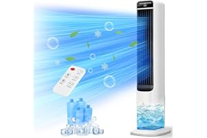 Sungdogin Evaporative Air Cooler,Tower Fan with Remote,Electric Cooling Fan with 3 Speeds,3 Mode,Oscillating Floor Fan,Bladeless Water Fan with 12H Timer,Swamp Cooler Air Conditioner for Room Bedroom
