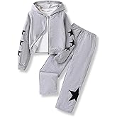 Vitalique Girls Clothes 2 Piece Outfits Five-Pointed Star Zip Hoodie Sweatshirt Pants Fall Clothing Set Size 7-14