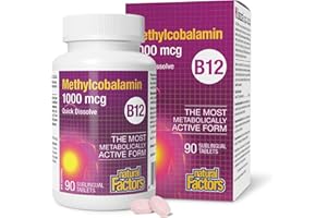 Natural Factors Vitamin B12 1000 mcg Methylcobalamin, 90 Sublingual Tablets, Quick Dissolve, Most Bioactive Form, Supports Fo