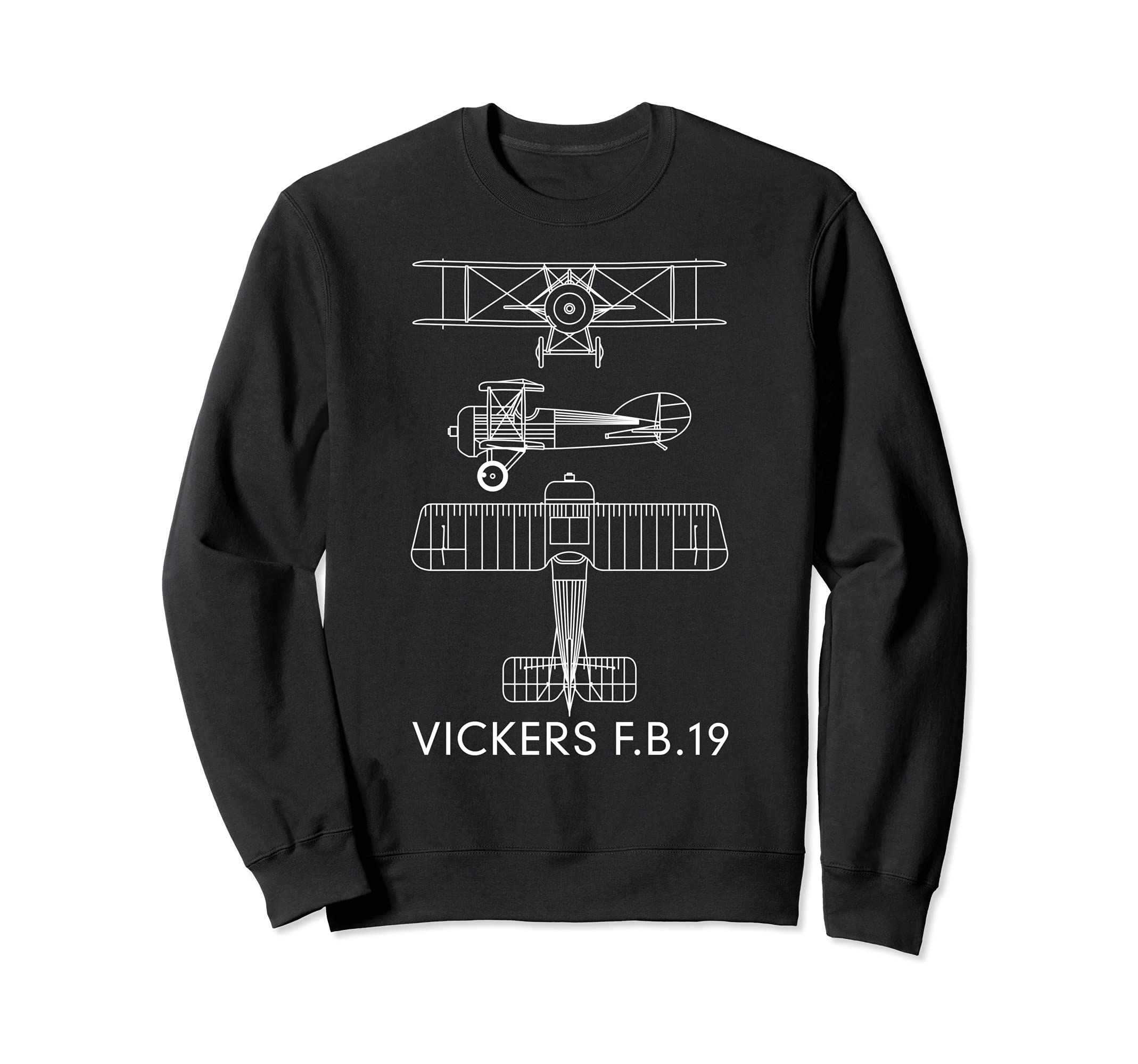 Vickers F.B.19 Fighting Scout Biplane WWI Plane Blueprint Sweatshirt