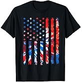 Vintage Red White and Blue Tie Dye American Flag Tee T-Shirt