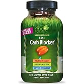 Irwin Naturals 3-in-1 Carb Blocker Maximum Strength Metabolism Support | With White Kidney Bean + Chromium | Digestive Enzymes &amp; Carbohydrate Support | 150 Liquid Soft-Gels