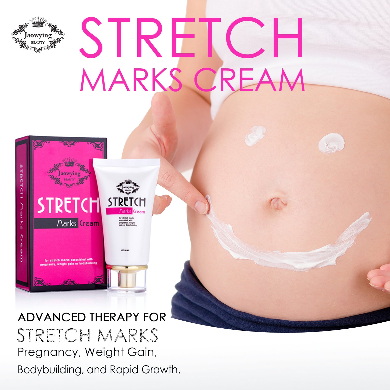 Stretch Mark Remover Cream - Safe Stretch Marks Removal Cream with Snail Secretion Filtrate, Tightens Loose Skin & Heals Stretch Marks Caused by Pregnancy, Weight Gain, Bodybuilding - NET 2.82 Oz. (80 G.)