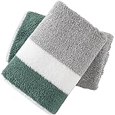 YiLUOMO Green Striped Pattern Hand Towels Set of 2 Super Soft 100% Cotton Highly Absorbent Quick Dry Hand Towel for Bathroom Decorative 13 x 29 Inch