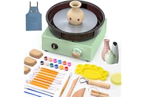 Alldeer Mini Pottery Wheel Kit - 6" Turntable Two-Way Rotation Clay Wheel, Metal Frame, Removable Splash Tray Ceramic Making 