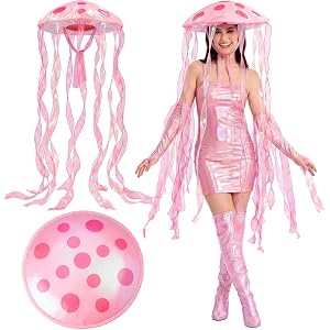 Hercicy Halloween Jellyfish Hat Sponge Party Costume Accessory Oversized Handmade Ocean Creature Novelty Headwear for Women P