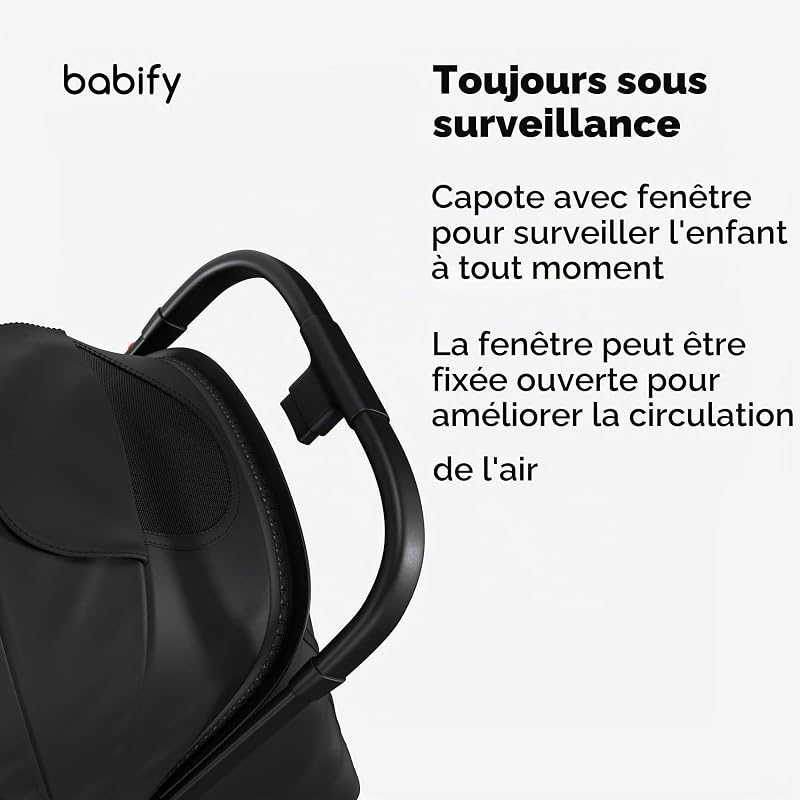 Urban Ease Poussette - Naissance à 4 Ans (22 kg), Pliage à Une Main, Inclinaison & Repose-Pieds Réglables, Doublure Amovible, Panier Intégré, Capote à Fenêtre, Compacte, Noir