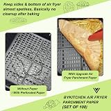 BYKITCHEN 100pcs Air Fryer Liners 9 Inch Square Nonstick Parchment Paper view 5
