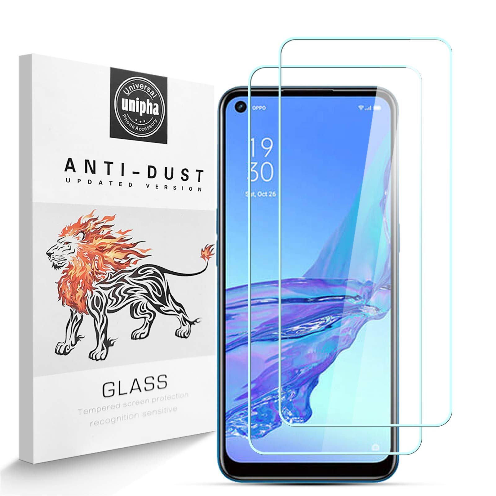 Zidwzidwei Screen Protector for Oppo A53 2020 [2 Pack], 9H Hardness Tempered Glass, 2.5D High Definition Film, Bubble Free, Screen Protector Compatible with Oppo A53 2020
