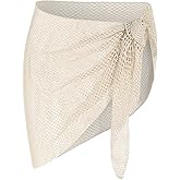 ZAFUL Sarong Coverups for Women Beach Vacation Fishnet See Thru Tie Side Bathing Suit Cover Up Mini Skirt