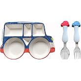 ARI MES Toddler Plate Set, Divided Kids Dinnerware For Meals | BPA Free Melamine, Shatter Resistant Design, Dishwasher Safe, Divided Sections, Lightweight For Toddlers