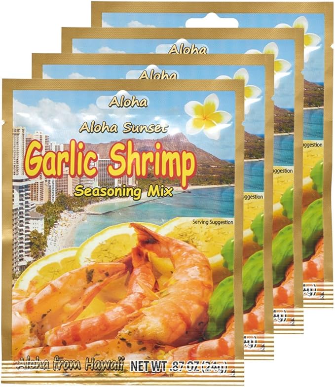 Amazon ハワイお土産 アロハサンセット Aloha Sunset ガーリックシュリンプ シーズニングミックス 4袋セット アロハサンセット Aloha Sunset 食品 飲料 お酒 通販
