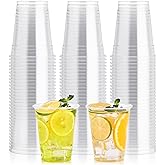 100 Pack 12 OZ Clear Plastic Cups, Cold Party Drinking Cups, Clear Disposable Cups Fruit/Ice Cream/Cupcake/Iced Cold Drinks