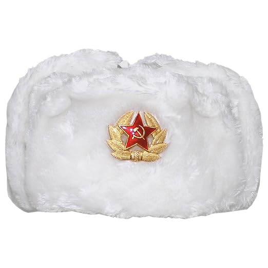 MFH Russische Wintermütze Weiß mit Abzeichen