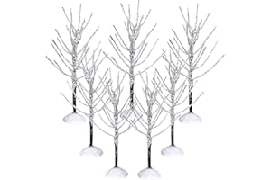 YOLYOO 7 Pieces Mini Christmas Decor Trees,Snow Covered Branch Village Trees,Artificial Christmas Village Displays Tree, Winter Snow Model Birch Trees for Holiday Decorations (Christmas Village Trees)