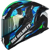 HAX Obsidian Full Face Dual Visor Adult Motorcycle Helmet for Motorbike Street Bike with Pinlock Ready DOT Approved (Blaze Blue,XXL)