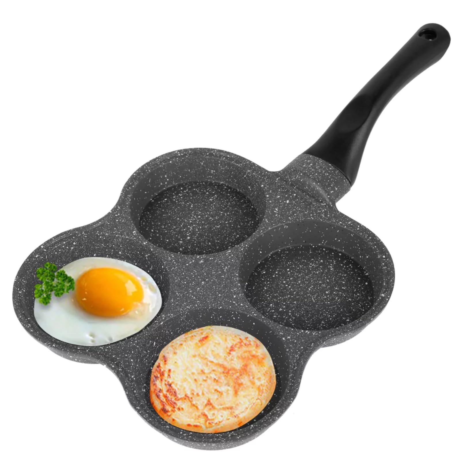 Egg Pan, 4-Hole Egg Burger Pan, Non Sticking Breakfast Omelet Pancake Frying Pan for Induction Cooker Electric Ceramic Stove