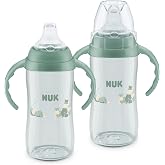 NUK First Choice Large Learner Cup 2.0, 10 oz. Sippy Cup with Handles, Spill Proof, Leak Proof Soft Straw Cup, 2-Pack