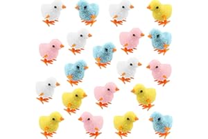 Cagemoga 20 Pieces Wind-up Easter Chicken Plush Chicks Toys Novelty Jumping Chick for Kids Easter Party Favors Supplies
