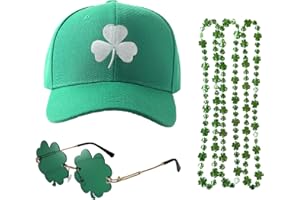 TPXIHAD St Patricks Day Hat for Men Women 5PCS Baseball Cap Trucker Hat Shamrock Necklace Glasses St Patty's Day Accessories