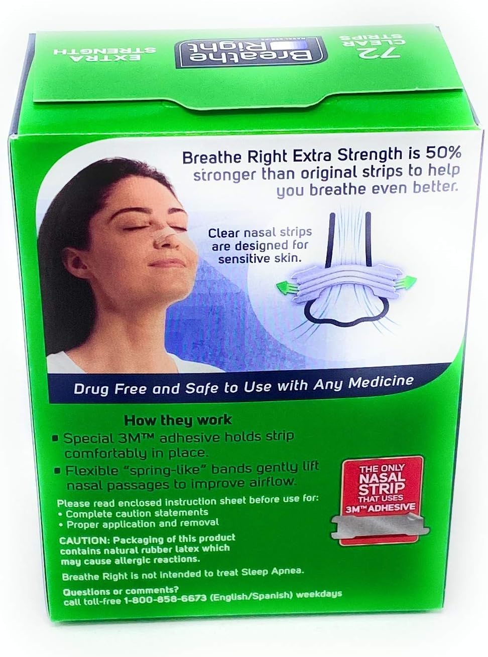 Breathe Right Nasal Strips, Extra Clear for Sensitive Skin, 72 Clear Strips: Health & Personal Care