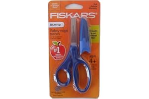 Fiskars Safety-Edge Pointed-tip Kids Scissors - 5 inches - Blue - Includes Blade Cover