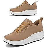 RUIDENG Platform Sneakers for Women Walking All Day | Slip Resistant Work Shoes for Women Comfortable | 2 Inch Thick Wedge Rocker Bottom