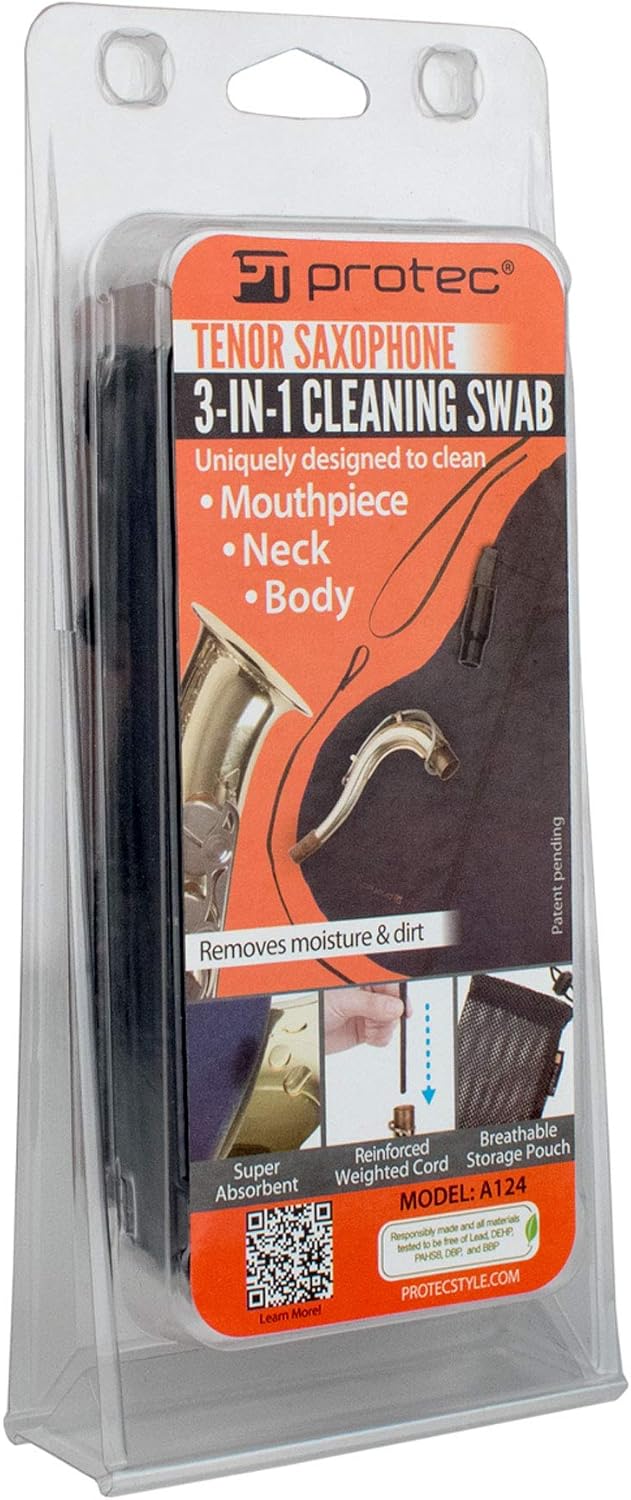 Protec Microfiber Swab for Tenor Saxophone 3-in-1: Mouthpiece, Neck, Body Woodwind Instrument Cleaning And Care Product (A124): Musical Instruments