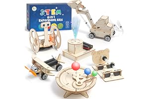 ADUSRIZ 6 in 1 STEM Kits for Kids, Wood Craft Kit for Boys Age 8-12, Science 3D Puzzles Projects, Wooden Building Kids Activi