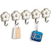 Ristpal [5 Pack] Cute Floret Utility Hooks Heavy Duty Up to 5 Pounds, Waterproof and Oil Proof. Hanging Key. Stick On Wall Ki