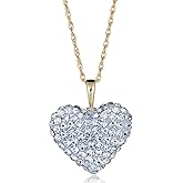 AVORA 10K Yellow Gold Crystal Heart Pendant Necklace with 18" Chain
